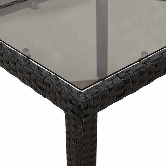 Table de Repas Carrée 90x90cm en Résine Tressée Noire, Plateau en Verre pour 4 Couverts – ComfortXL Outdoor Living - Image 8