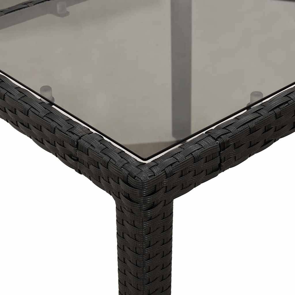 Table de Repas Carrée 90x90cm en Résine Tressée Noire, Plateau en Verre pour 4 Couverts – ComfortXL Outdoor Living - Image 8