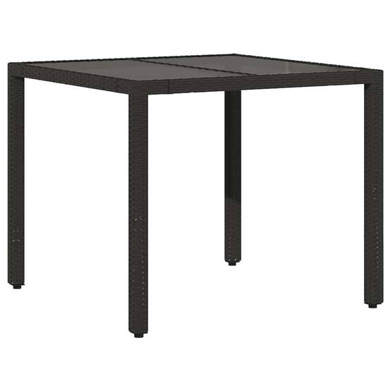 Table de Repas Carrée 90x90cm en Résine Tressée Noire, Plateau en Verre pour 4 Couverts – ComfortXL Outdoor Living - Image 6