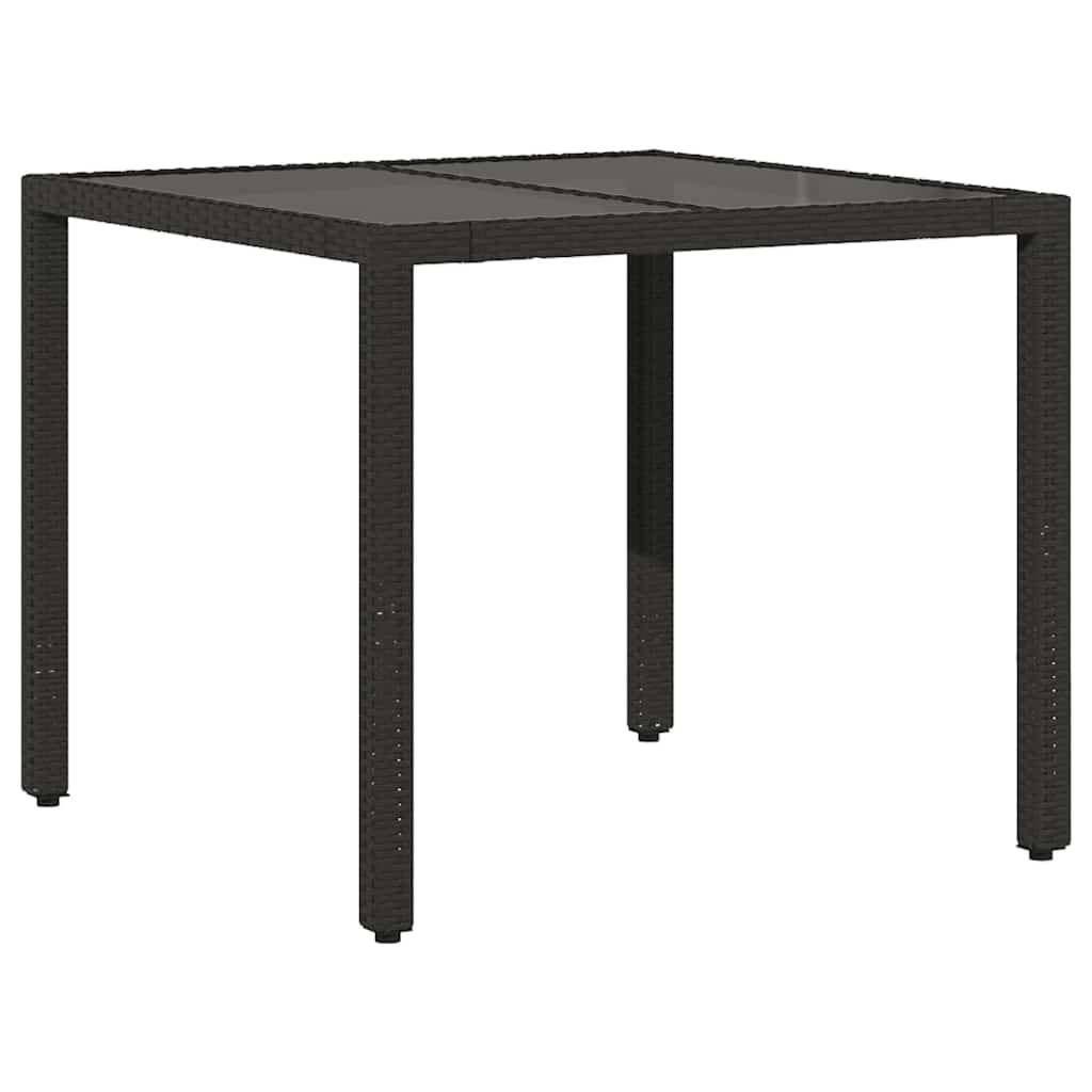 Table de Repas Carrée 90x90cm en Résine Tressée Noire, Plateau en Verre pour 4 Couverts – ComfortXL Outdoor Living - Image 6