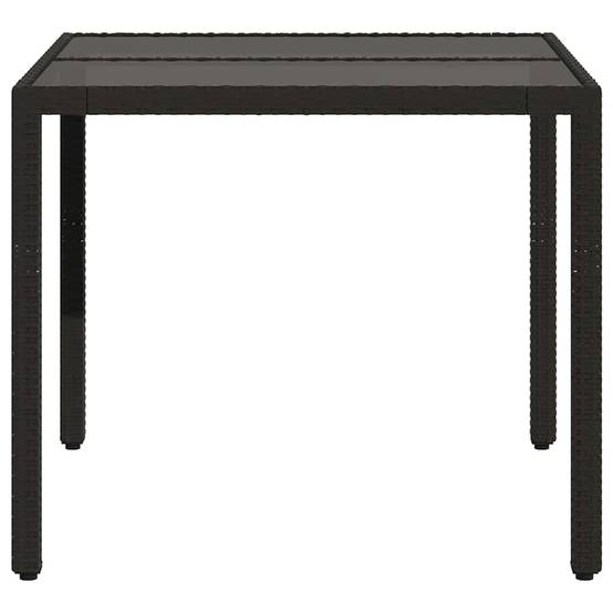 Table de Repas Carrée 90x90cm en Résine Tressée Noire, Plateau en Verre pour 4 Couverts – ComfortXL Outdoor Living - Image 5