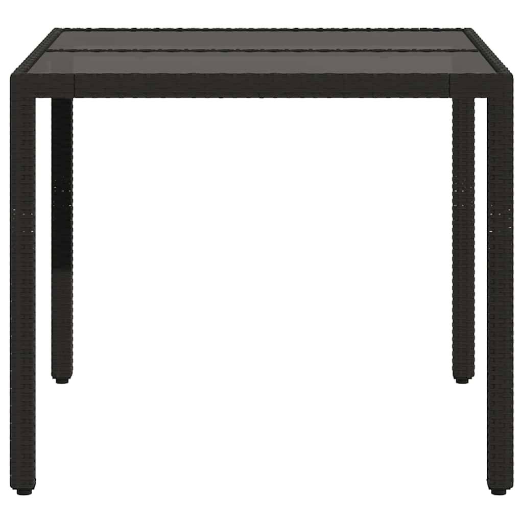 Table de Repas Carrée 90x90cm en Résine Tressée Noire, Plateau en Verre pour 4 Couverts – ComfortXL Outdoor Living - Image 5
