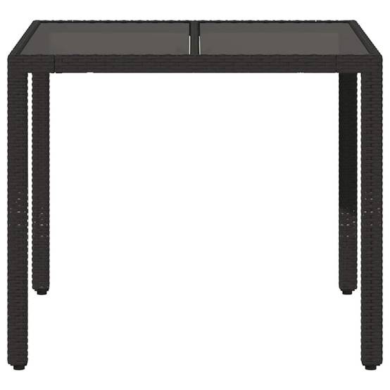 Table de Repas Carrée 90x90cm en Résine Tressée Noire, Plateau en Verre pour 4 Couverts – ComfortXL Outdoor Living - Image 4
