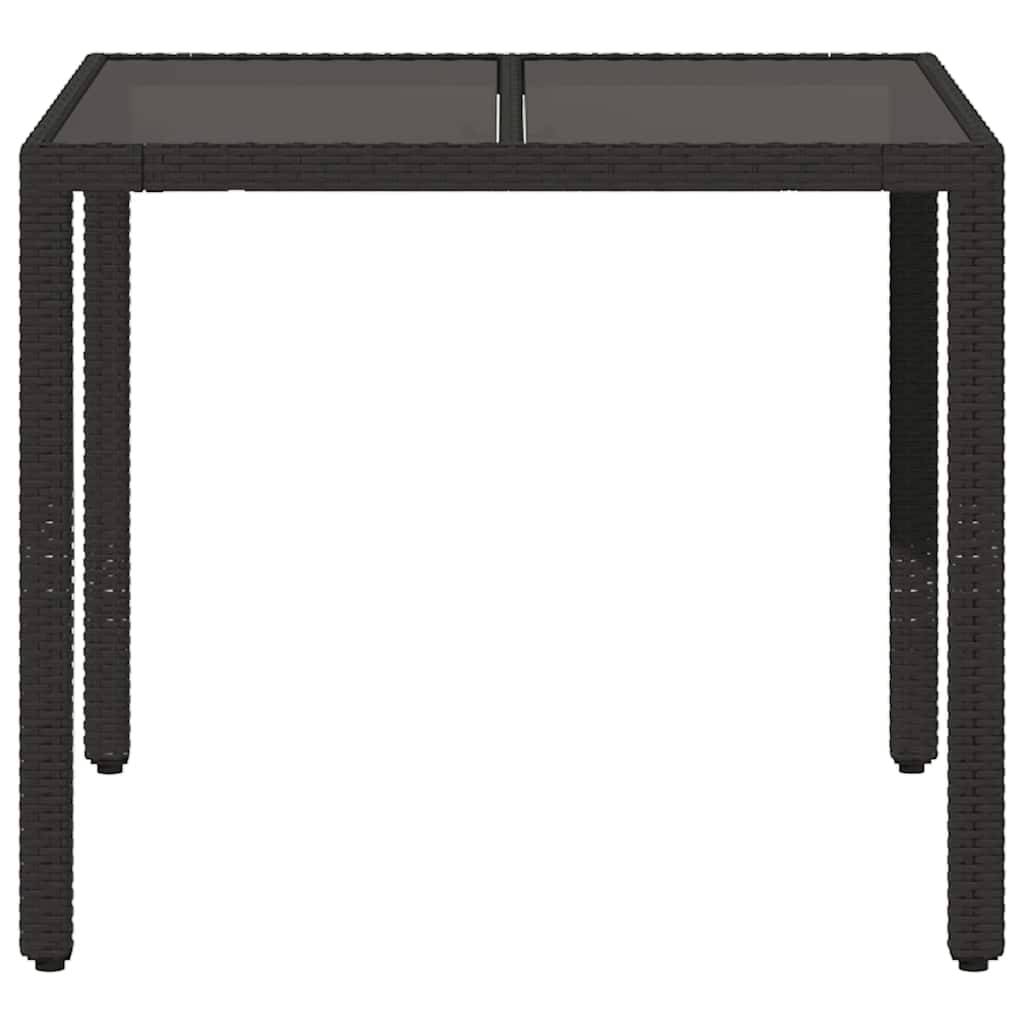 Table de Repas Carrée 90x90cm en Résine Tressée Noire, Plateau en Verre pour 4 Couverts – ComfortXL Outdoor Living - Image 4