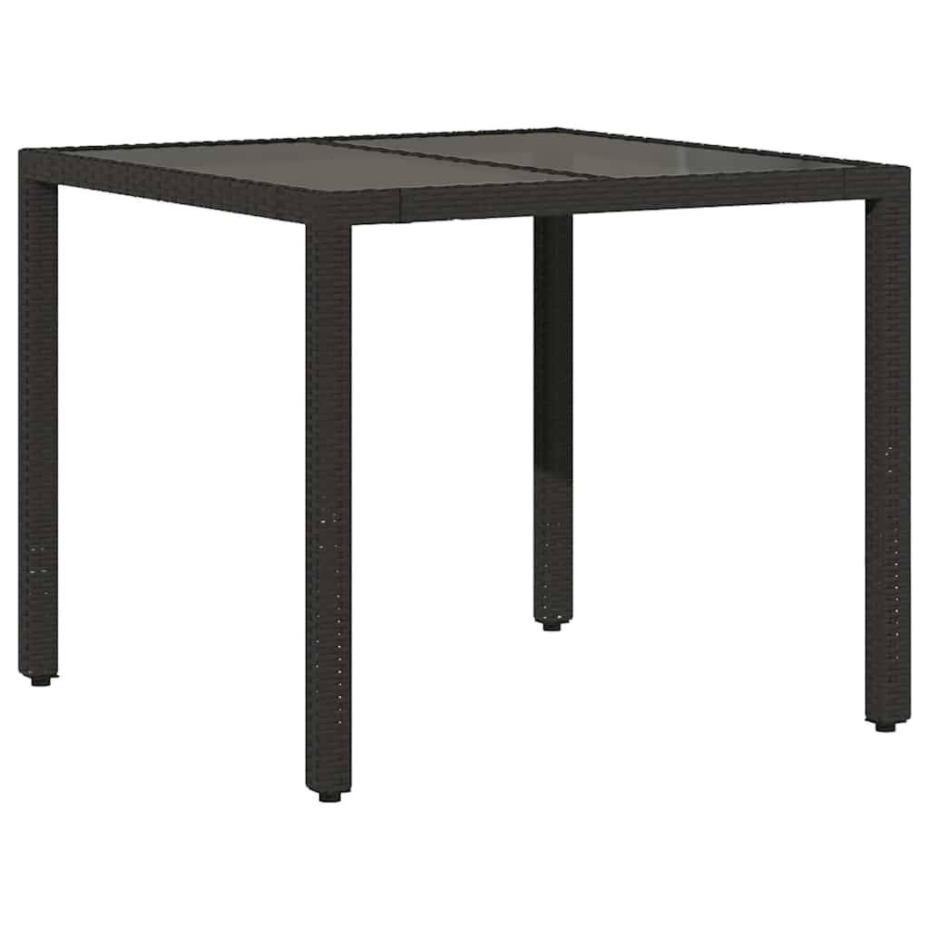 Table de Repas Carrée 90x90cm en Résine Tressée Noire, Plateau en Verre pour 4 Couverts – ComfortXL Outdoor Living - Image 2