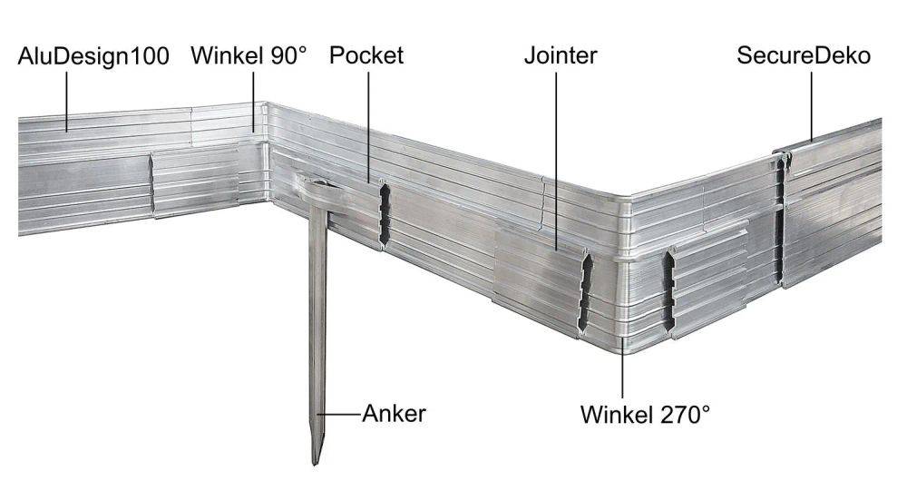 Bordure de Jardin en aluminium ultra solide 10-14-24cm, Large: 14 cm; Foule: 5; Longueur gs: 2 m - Image 4