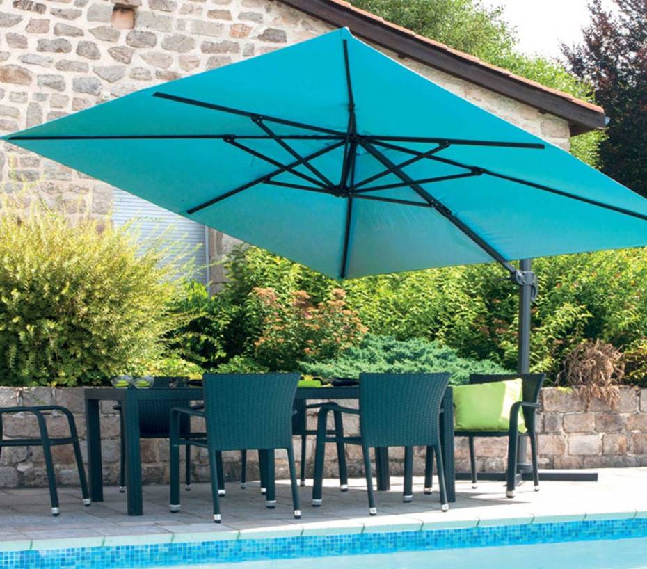 Parasol déporté 3x3m  bleu canard  SUNKING - Image 4