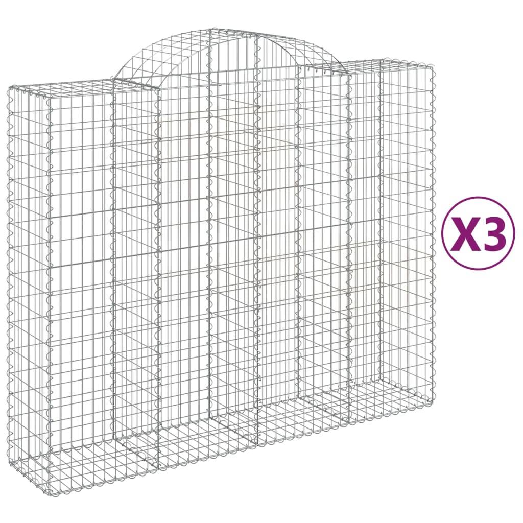 Vidaxl - Paniers à gabions arqués 3 pcs 200x50x160/180 cm Fer galvanisé vidaXL 3146384 - Image 2