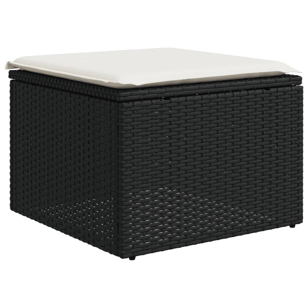 Salon de jardin 5 pcs | Mobilier d'extérieur avec coussins noir résine tressée Maison Chic - Image 5