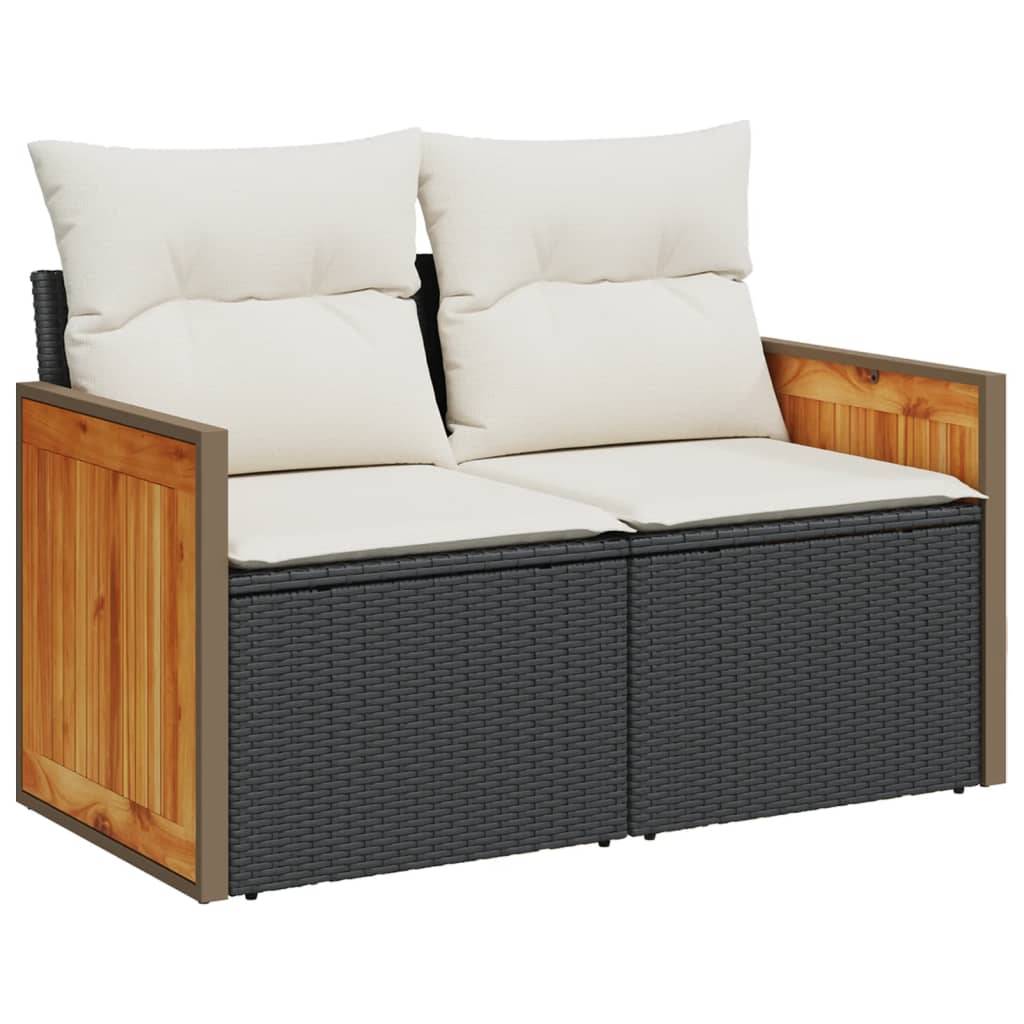 Salon de jardin 5 pcs | Mobilier d'extérieur avec coussins noir résine tressée Maison Chic - Image 3
