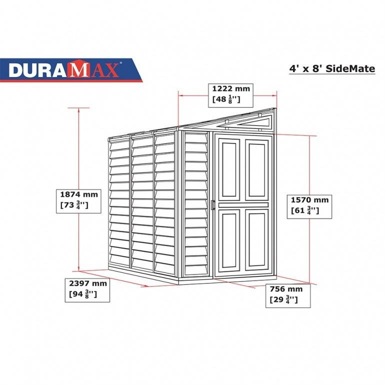 Duramax - Ezooza Abri de Jardin en PVC SideMate 4'x8' Classique 122 x 241 x 188 cm - Image 2