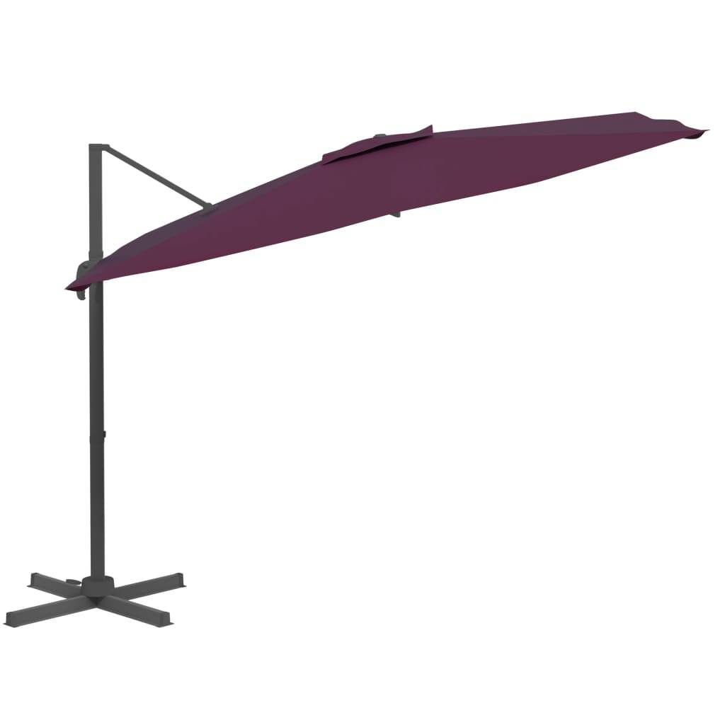 Helloshop26 - Parasol meuble de jardin cantilever à led 400 x 300 cm rouge bordeaux - Image 2