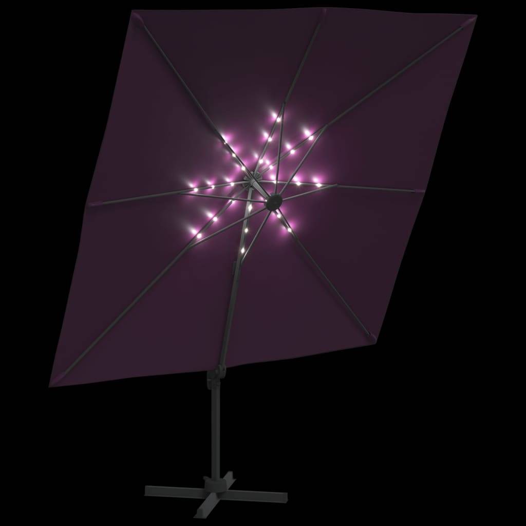 Helloshop26 - Parasol meuble de jardin cantilever à led 400 x 300 cm rouge bordeaux - Image 5