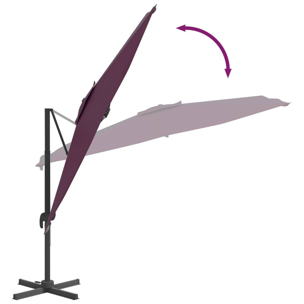 Helloshop26 - Parasol meuble de jardin cantilever à led 400 x 300 cm rouge bordeaux - Image 8