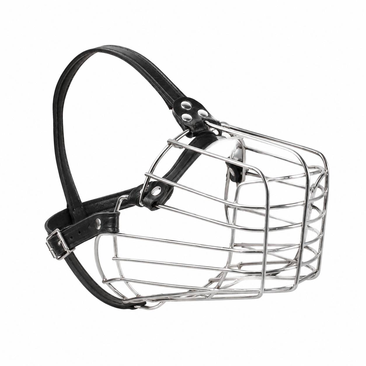 Musaillon Chien Métal Panier Réglable Cuir Léger Confortable Anti Morsure Aboiement - Image 1