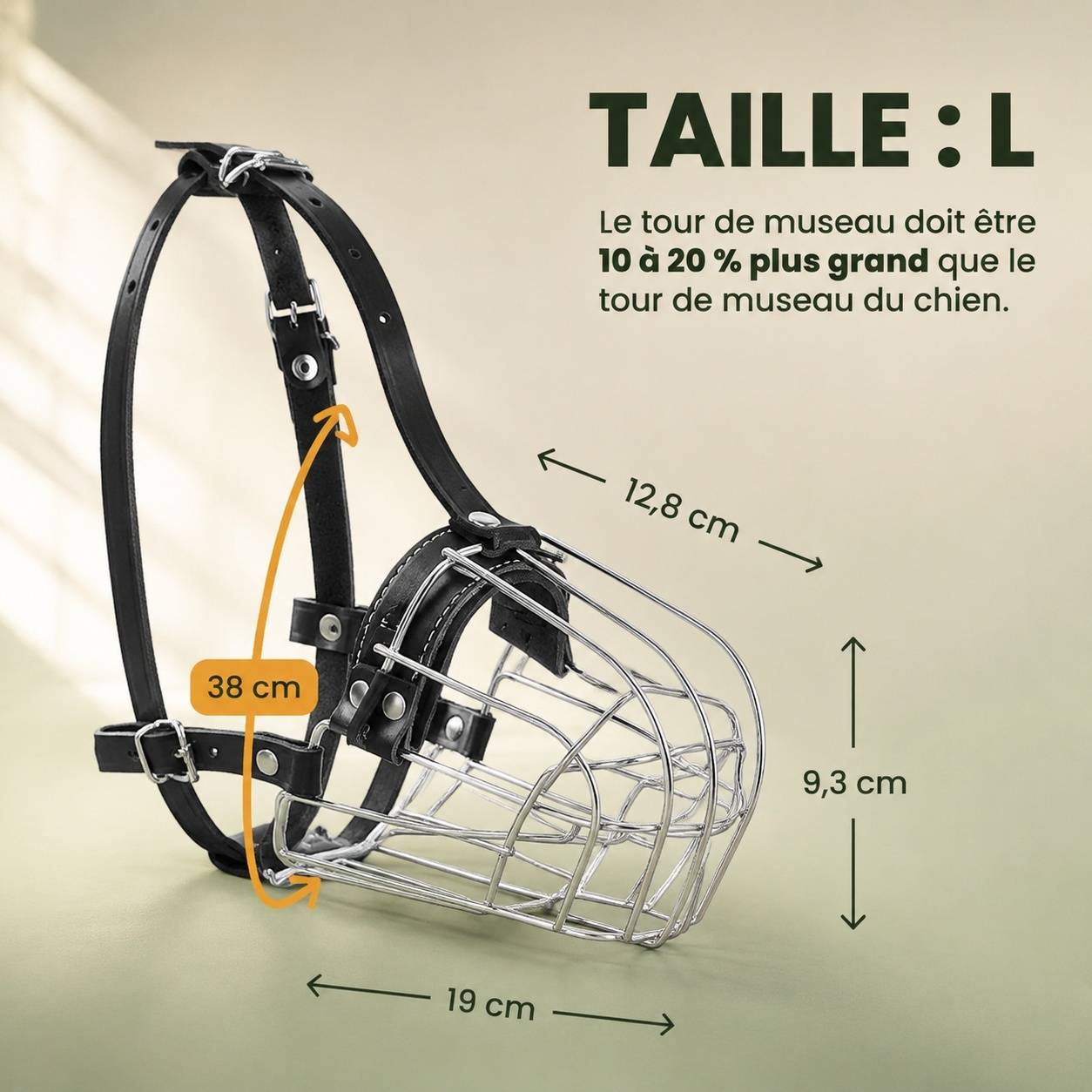 Musaillon Chien Métal Panier Réglable Cuir Léger Confortable Anti Morsure Aboiement - Image 3