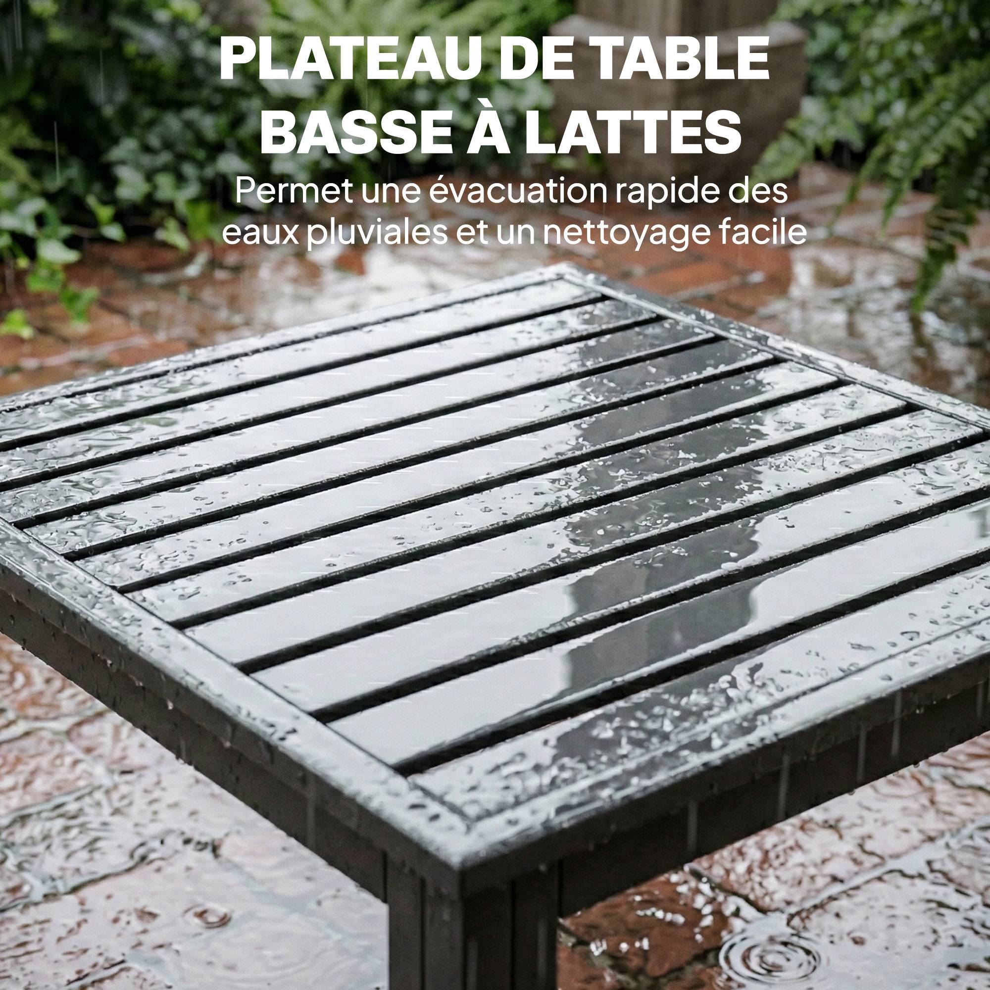 Salon de Jardin Mobilier de Terrasse 3 Pièces 4 Places Modulable avec Accoudoir Réglable Coussins Épais 16cm Gris - Image 9