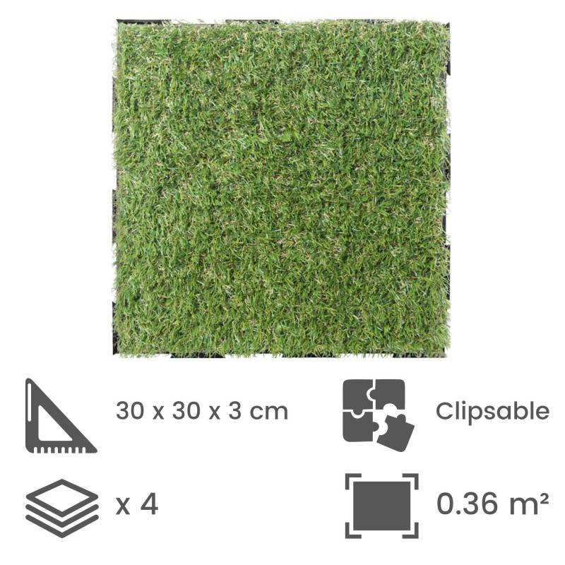 Dalle en gazon synthétique Snap & Go (lot de 4) - Vert foncé 30 x 30 cm - Snap & Go - Image 2