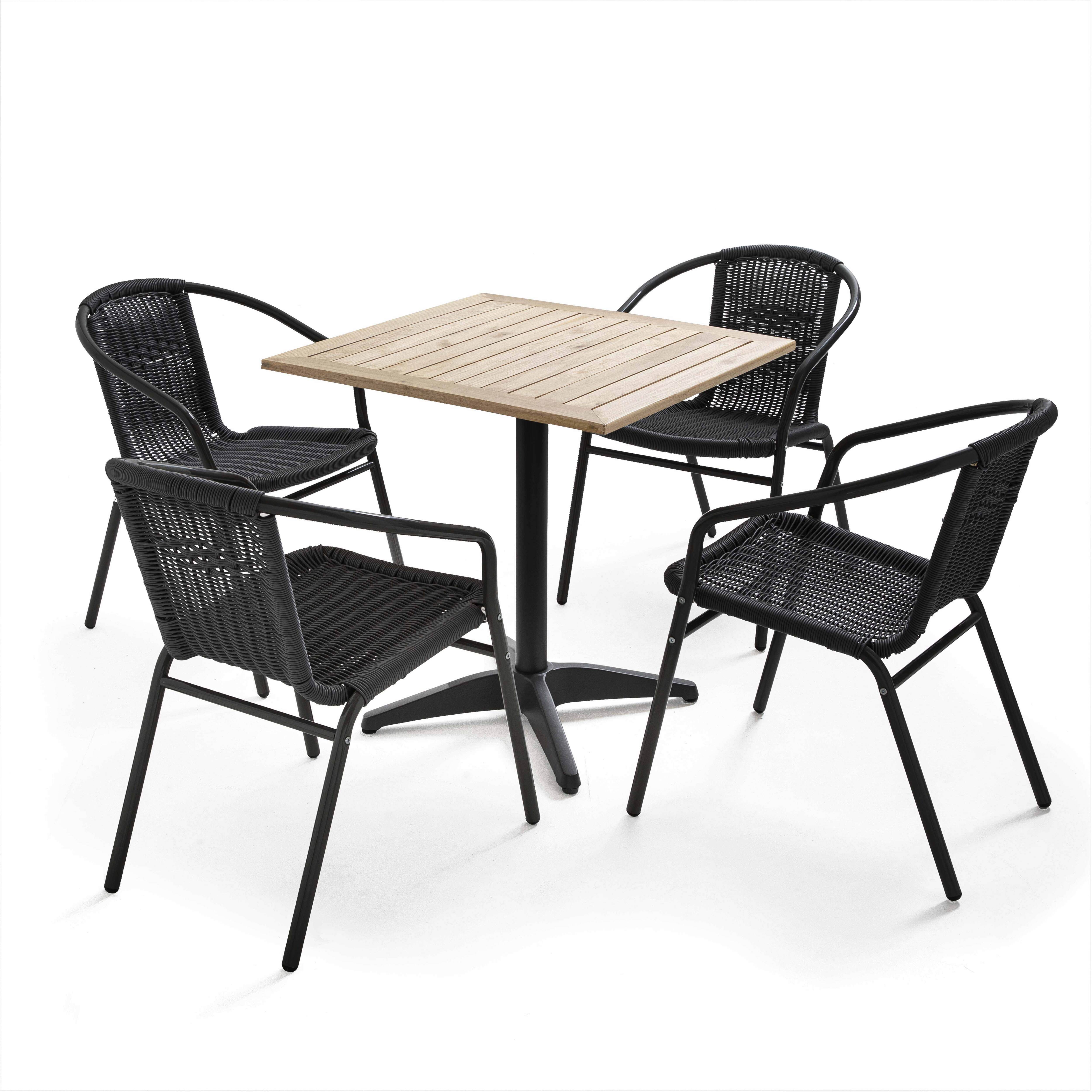 Oviala - Table de jardin carré plateau bois et 4 chaises en résine Times square - Oviala - Image 1
