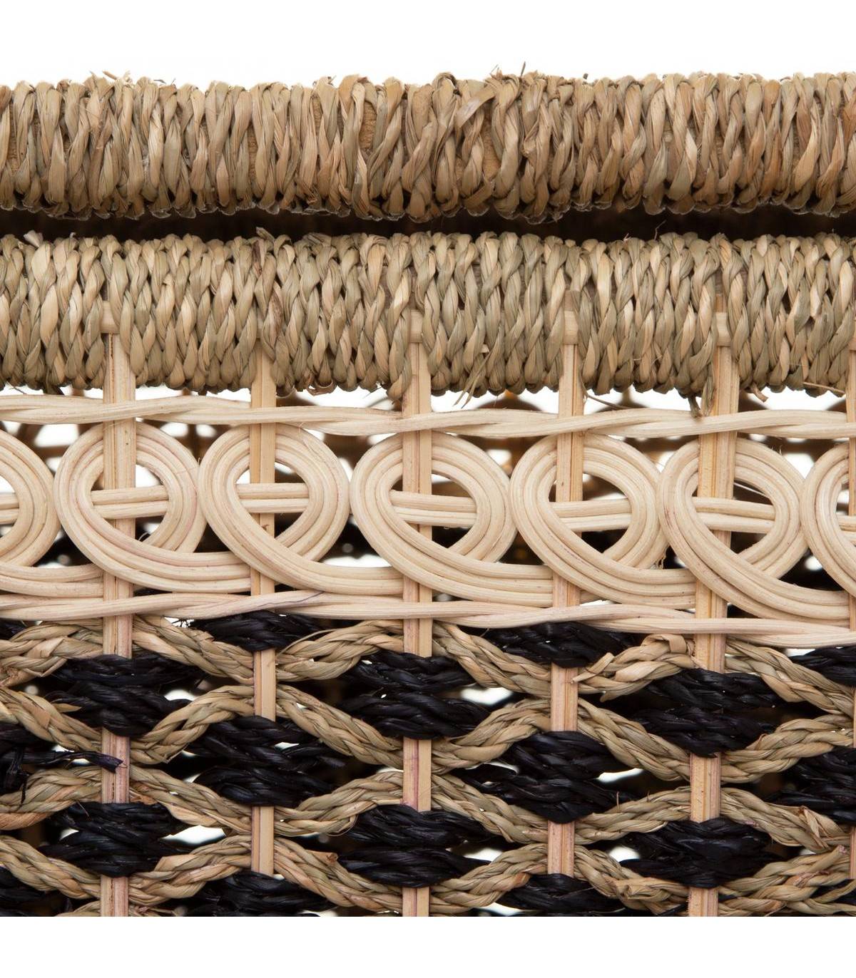 Set de 8 Paniers de rangement en Seagrass Beige et Noir - Image 4