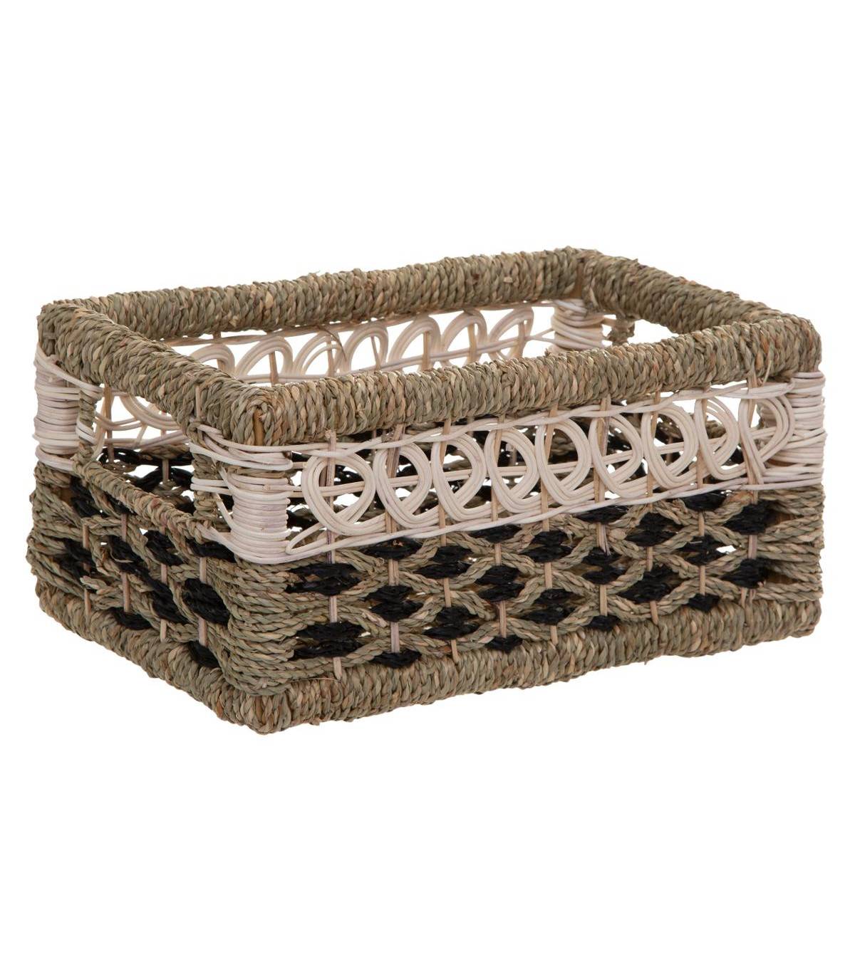 Set de 8 Paniers de rangement en Seagrass Beige et Noir - Image 5