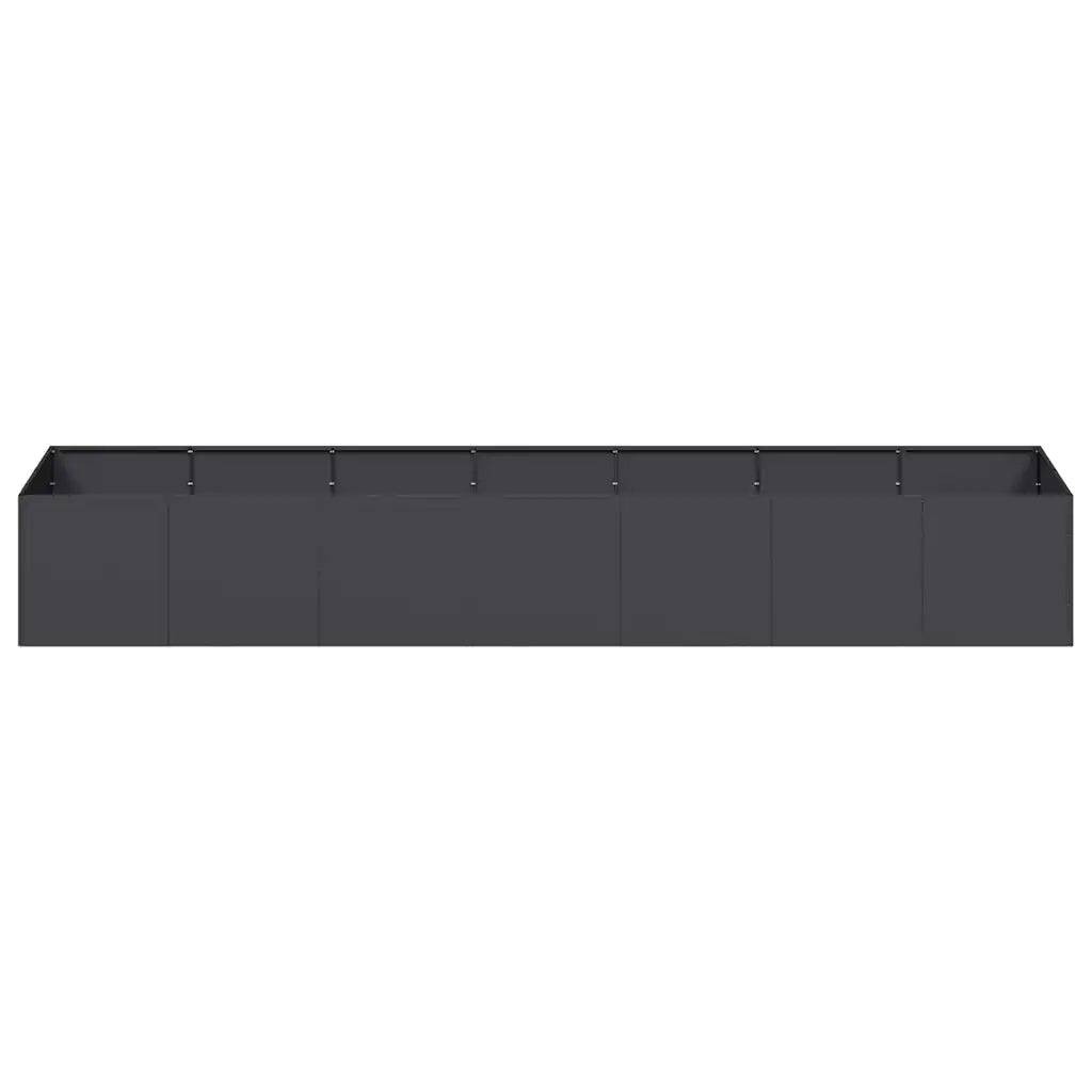 Jardinière rectangulaire pour jardin patio 280 x 80 x 40 cm design moderne esthétique en acier noir - Image 2