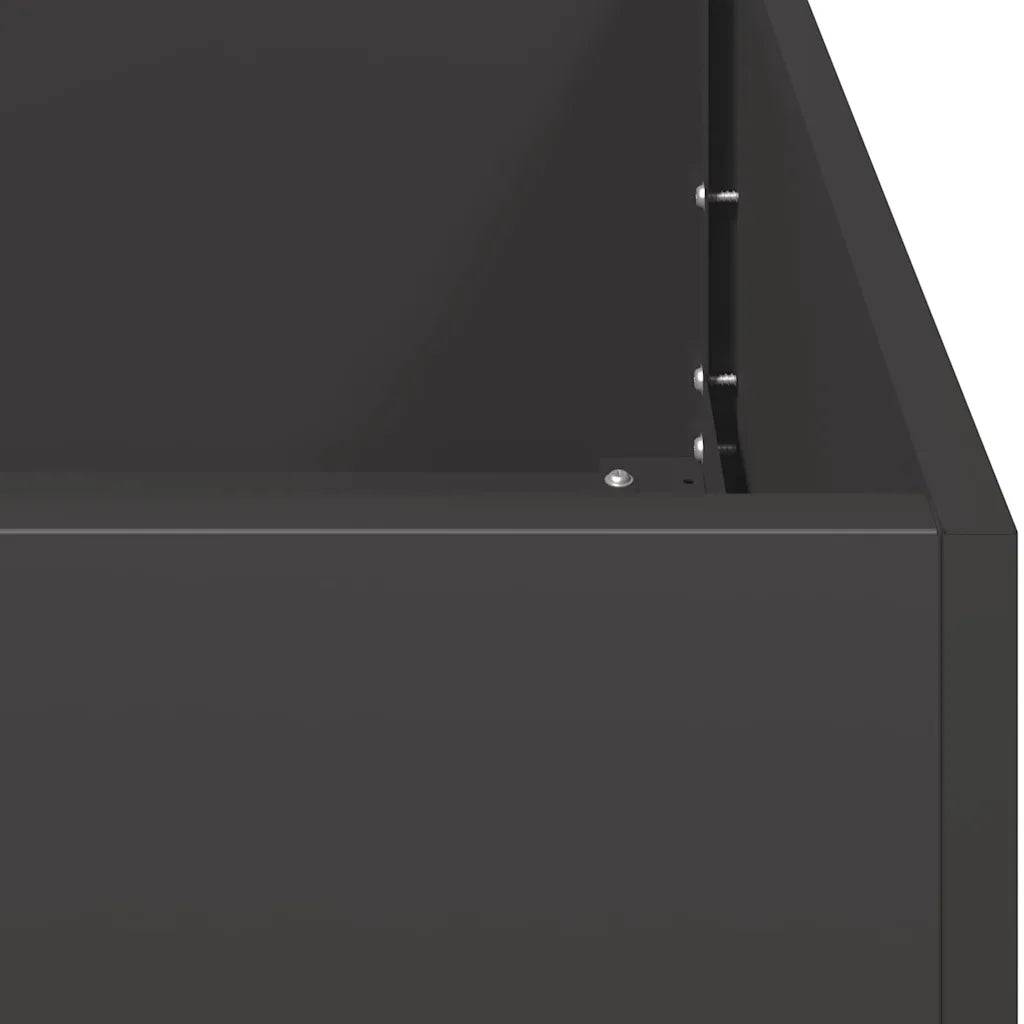 Jardinière rectangulaire pour jardin patio 280 x 80 x 40 cm design moderne esthétique en acier noir - Image 5