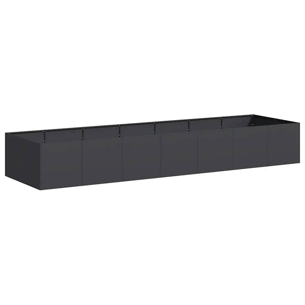 Jardinière rectangulaire pour jardin patio 280 x 80 x 40 cm design moderne esthétique en acier noir - Image 1