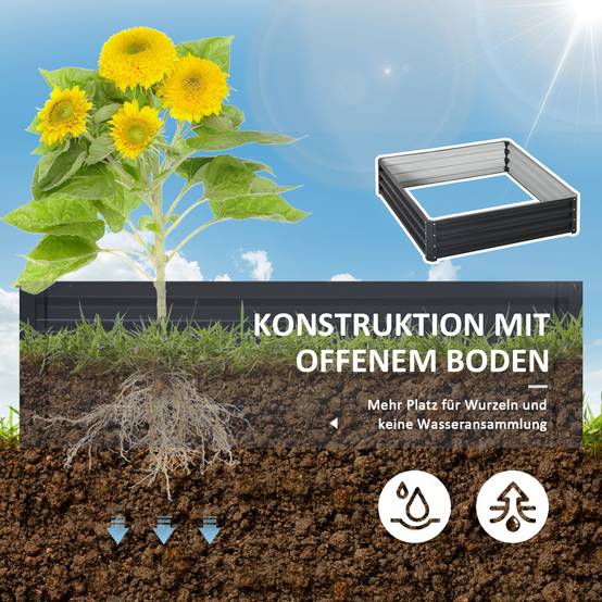 ComfortXL - Carré potager acier galvanisé jardin terrasse culture plantes 120x120x30cm gris - ComfortXL Outdoor Living - Image 6