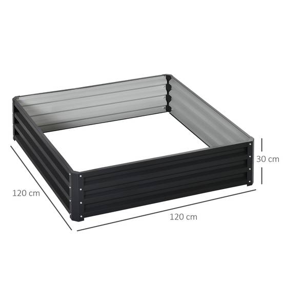 ComfortXL - Carré potager acier galvanisé jardin terrasse culture plantes 120x120x30cm gris - ComfortXL Outdoor Living - Image 3