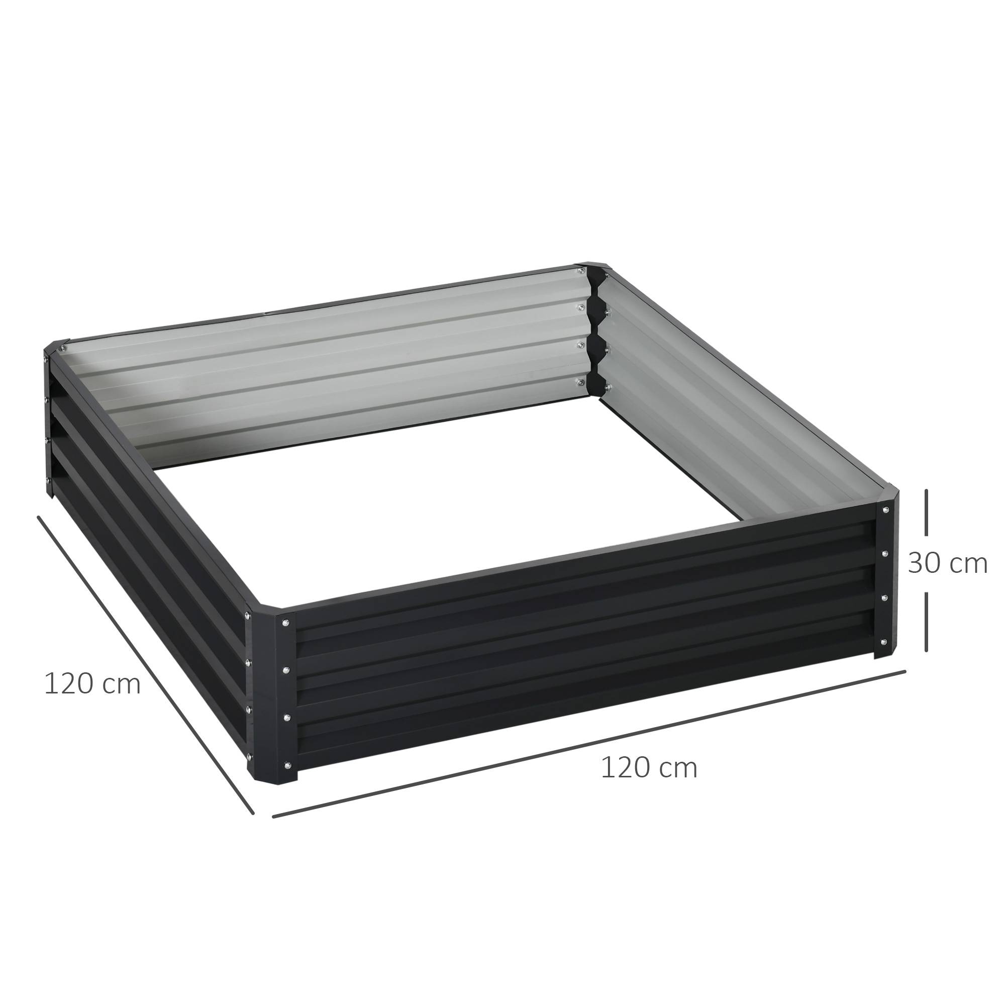 ComfortXL - Carré potager acier galvanisé jardin terrasse culture plantes 120x120x30cm gris - ComfortXL Outdoor Living - Image 3