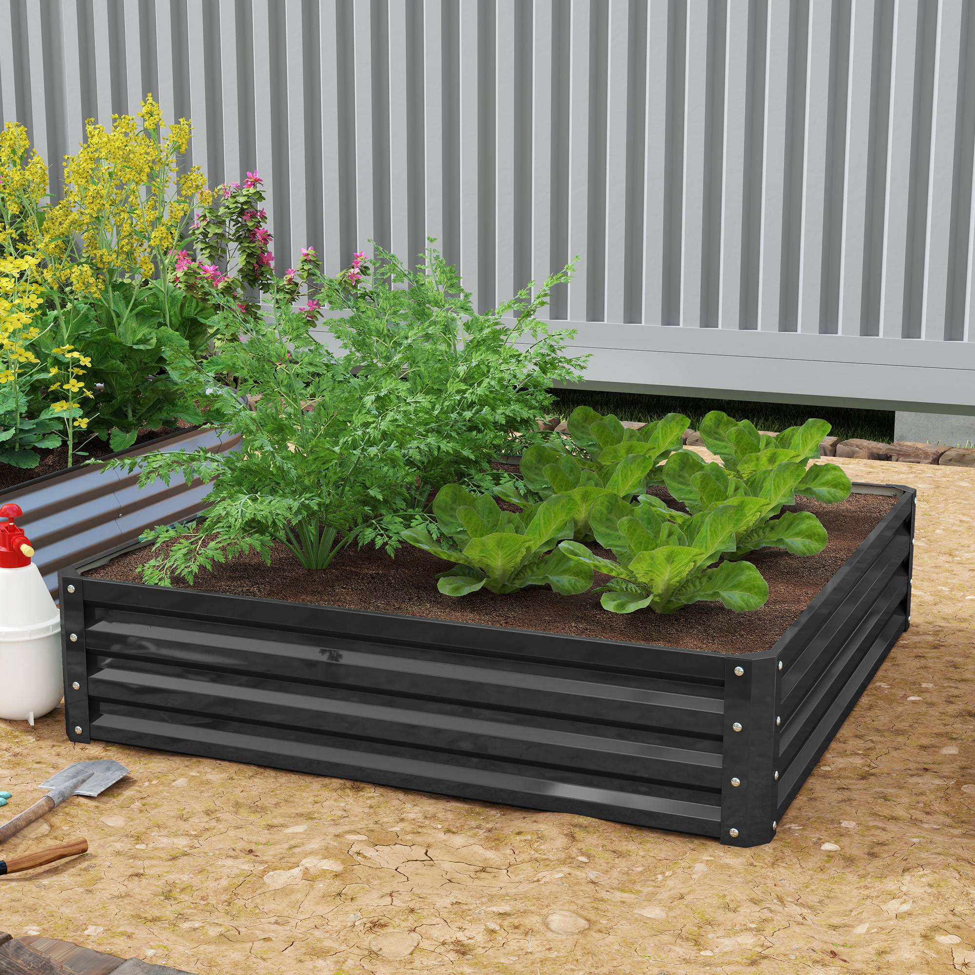 ComfortXL - Carré potager acier galvanisé jardin terrasse culture plantes 120x120x30cm gris - ComfortXL Outdoor Living
