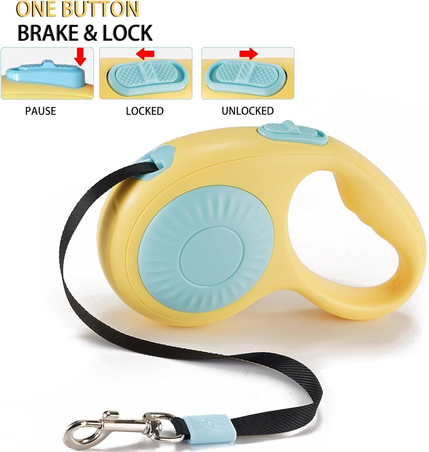 Laisse pour chien,Laisse rétractable pour chien à 360°, anti-emmêlement, frein à une main, laisse en nylon robuste de 3 m-Lytech - Image 2