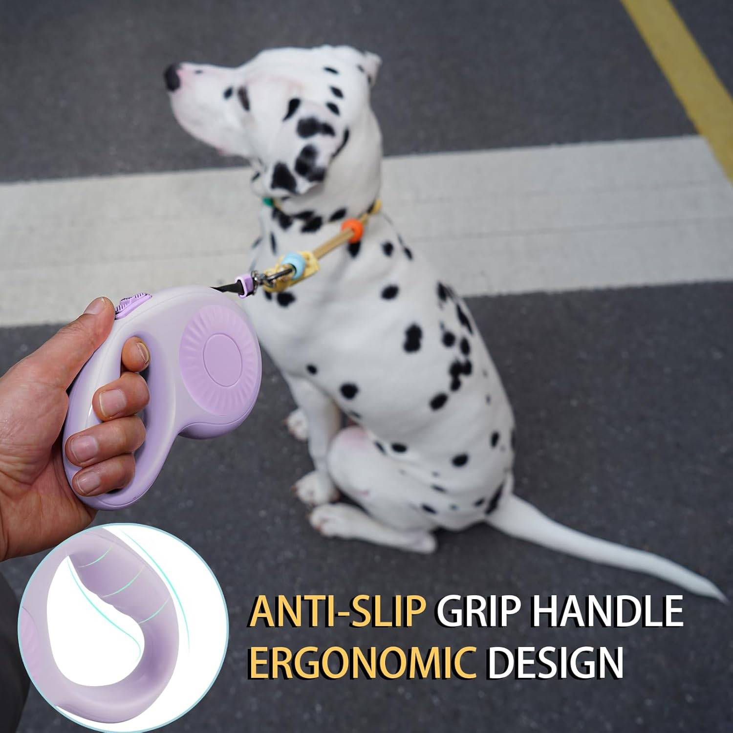 Laisse pour chien,Laisse rétractable pour chien à 360°, anti-emmêlement, frein à une main, laisse en nylon robuste de 3 m-Lytech - Image 6