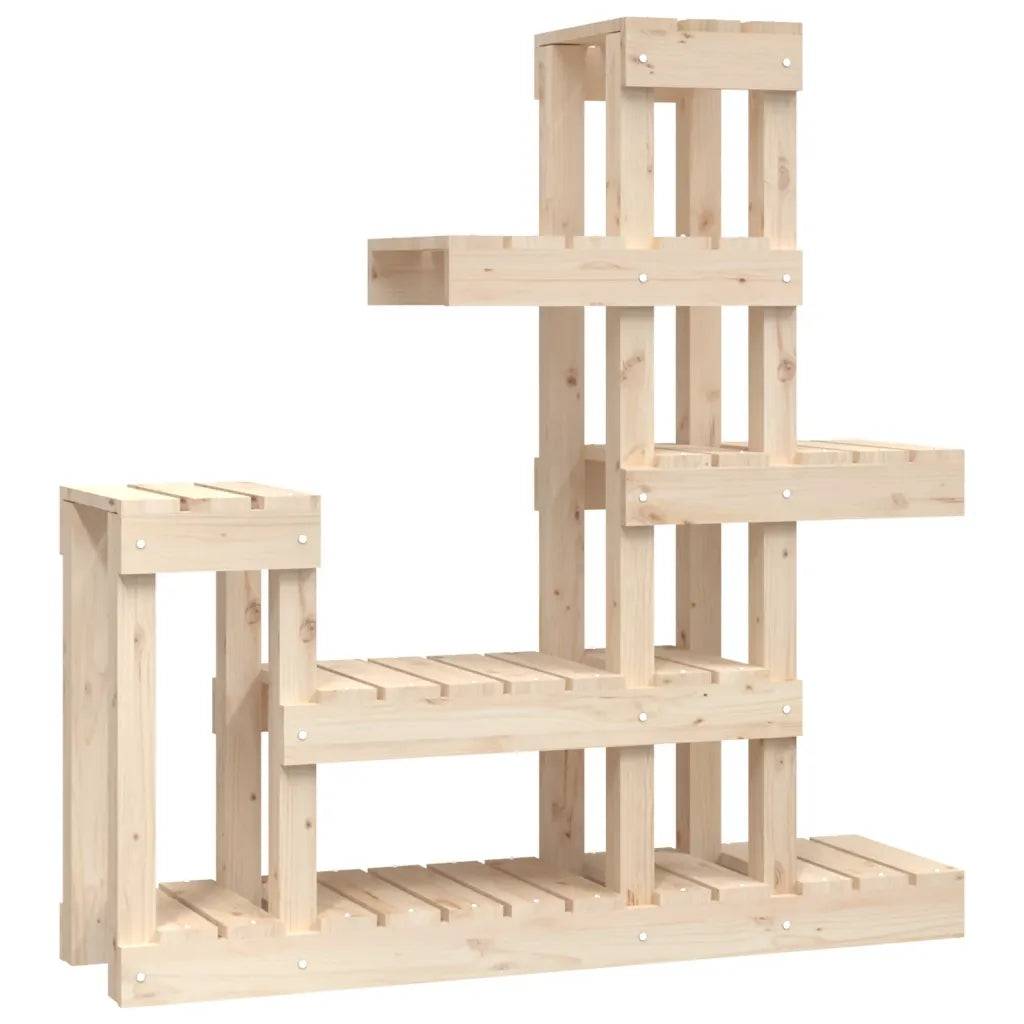 Support à plantes en bois massif style rustique jardin patio 92 x 25 x 97 cm en bois de pin naturel - Image 1