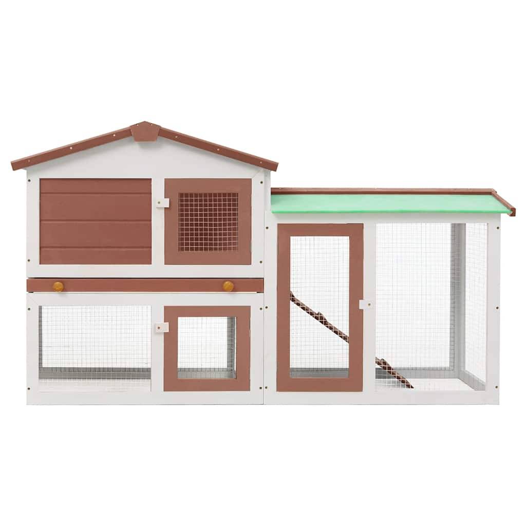 Clapier large d'extérieur - Cage d'extérieur Marron et blanc 145x45x84 cm Bois MP310 - Image 4