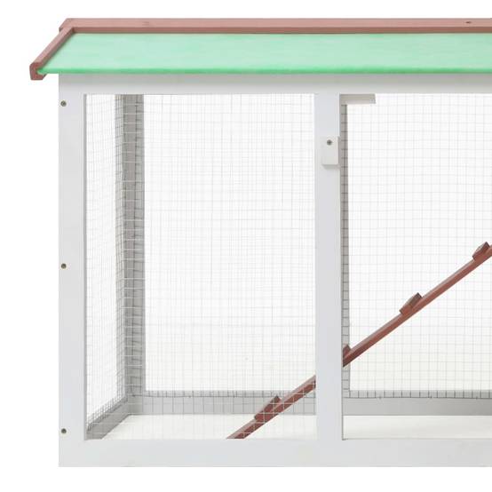 Clapier large d'extérieur - Cage d'extérieur Marron et blanc 145x45x84 cm Bois MP310 - Image 5