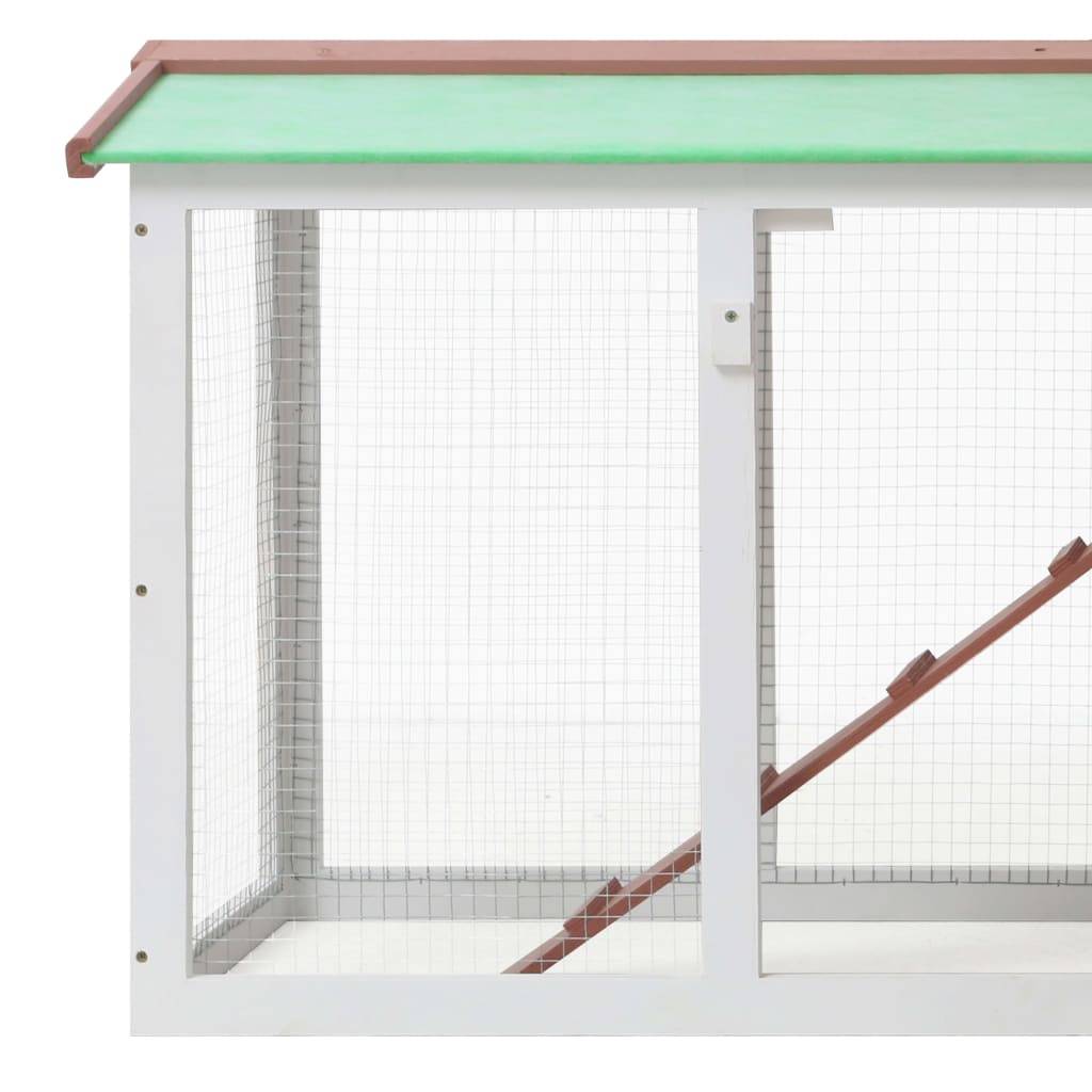 Clapier large d'extérieur - Cage d'extérieur Marron et blanc 145x45x84 cm Bois MP310 - Image 5