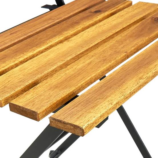 Lot de 2 chaises de jardin pliables acier et bois d'acacia marron 40 x 46 x 85 cm - PANGIVO - Image 8