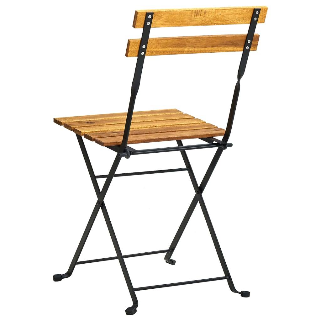 Lot de 2 chaises de jardin pliables acier et bois d'acacia marron 40 x 46 x 85 cm - PANGIVO - Image 6