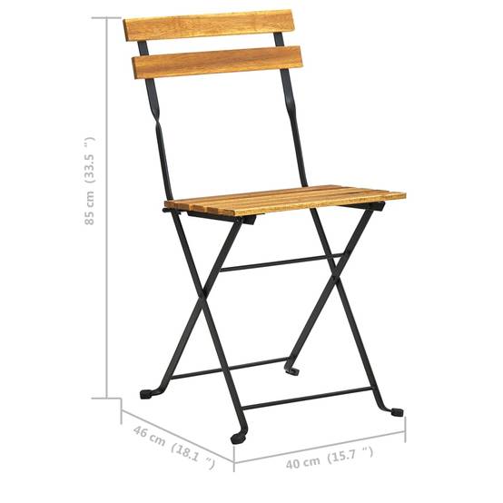 Lot de 2 chaises de jardin pliables acier et bois d'acacia marron 40 x 46 x 85 cm - PANGIVO - Image 10