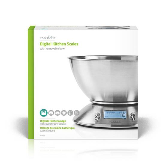 Balance de cuisine Numérique Ecran LCD Acier Bol amovible 5kg NEDIS - Image 4