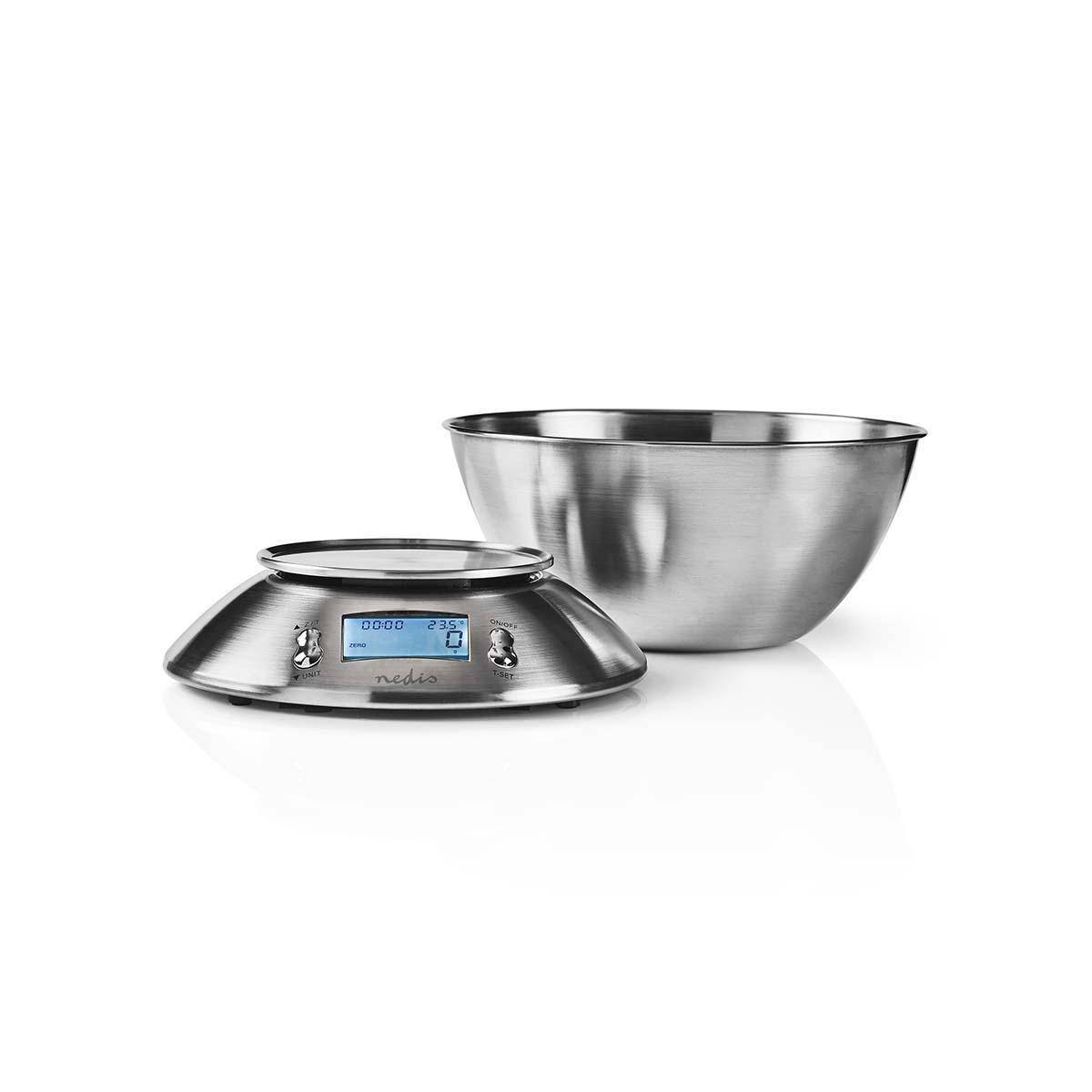 Balance de cuisine Numérique Ecran LCD Acier Bol amovible 5kg NEDIS - Image 2