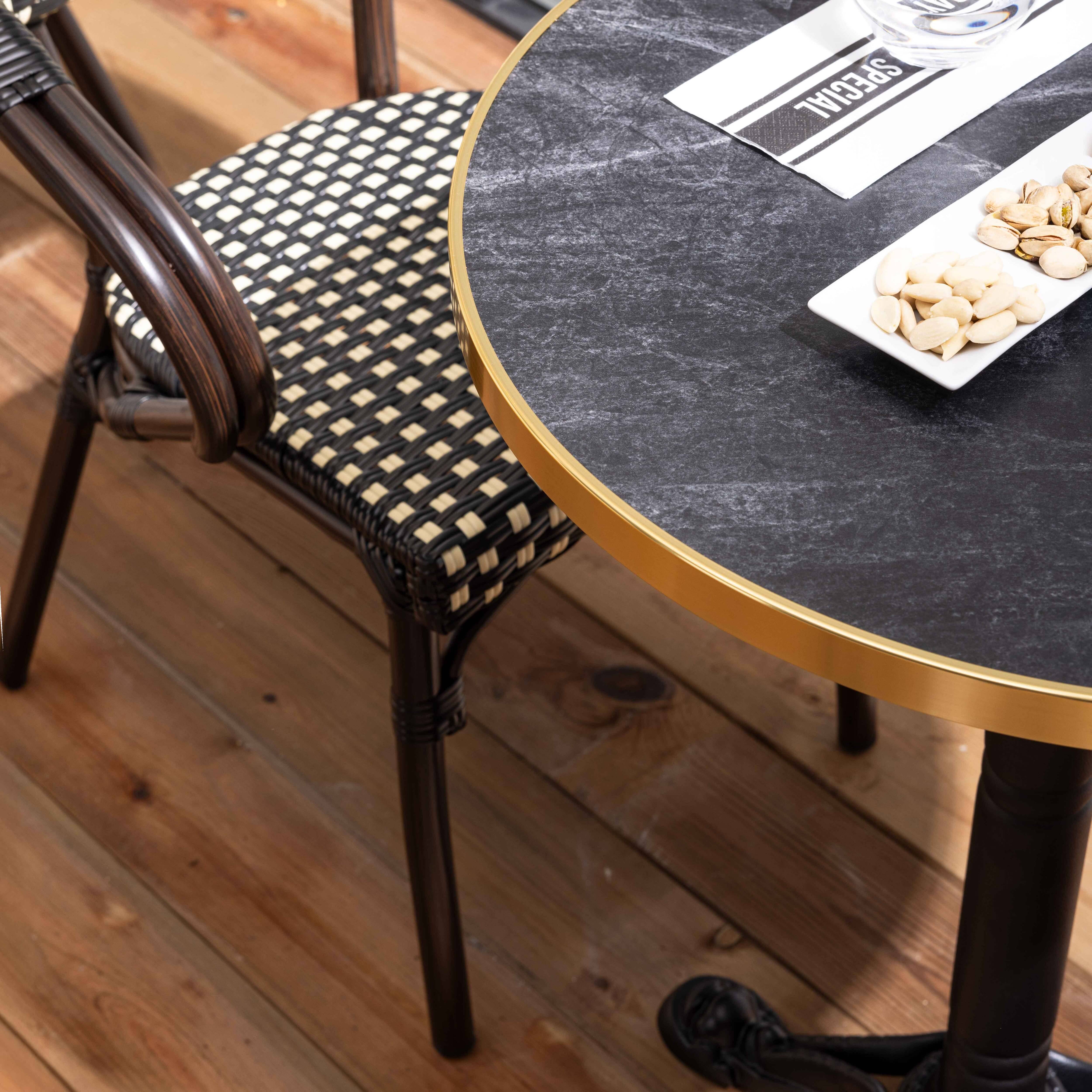 Oviala - Table de terrasse 60cm inclinable marbre noir et 2 chaises noires Montmartre - Oviala - Image 2