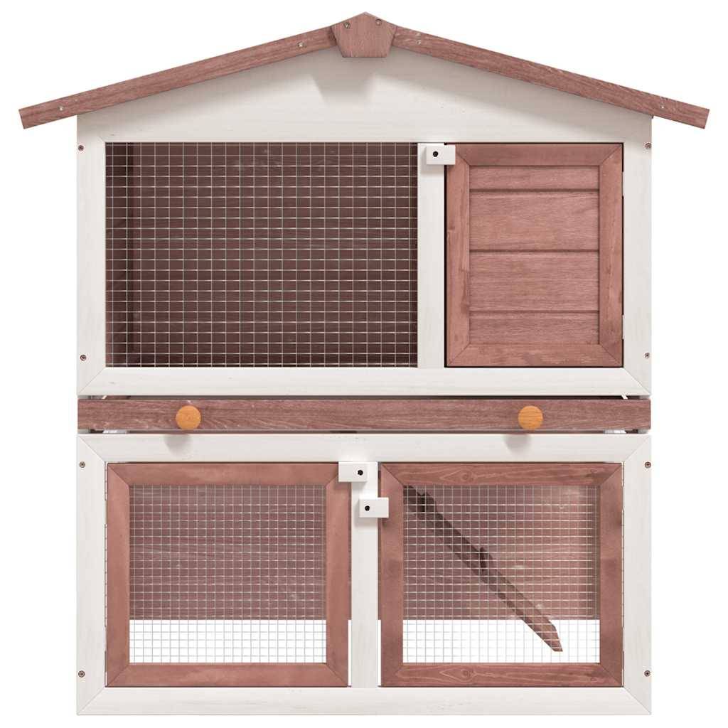 Grand clapier à lapin en bois 2 niveaux avec rampe extérieur Marron – ComfortXL Outdoor Living - Image 2