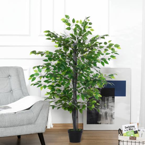 Ficus artificiel plastique aménagement intérieur feuillage dense liane 145cm vert - ComfortXL Outdoor Living - Image 2