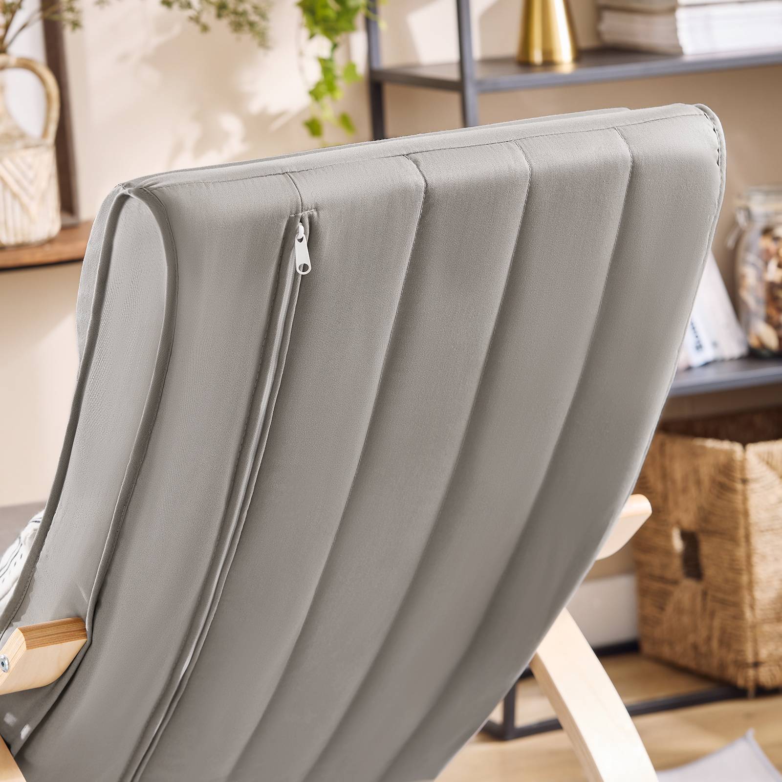 SoBuy Fauteuil à Bascule Relax avec Repose-Pieds et Appui-Tête Réglables, Gris, Modèle FST16-DG - Image 8