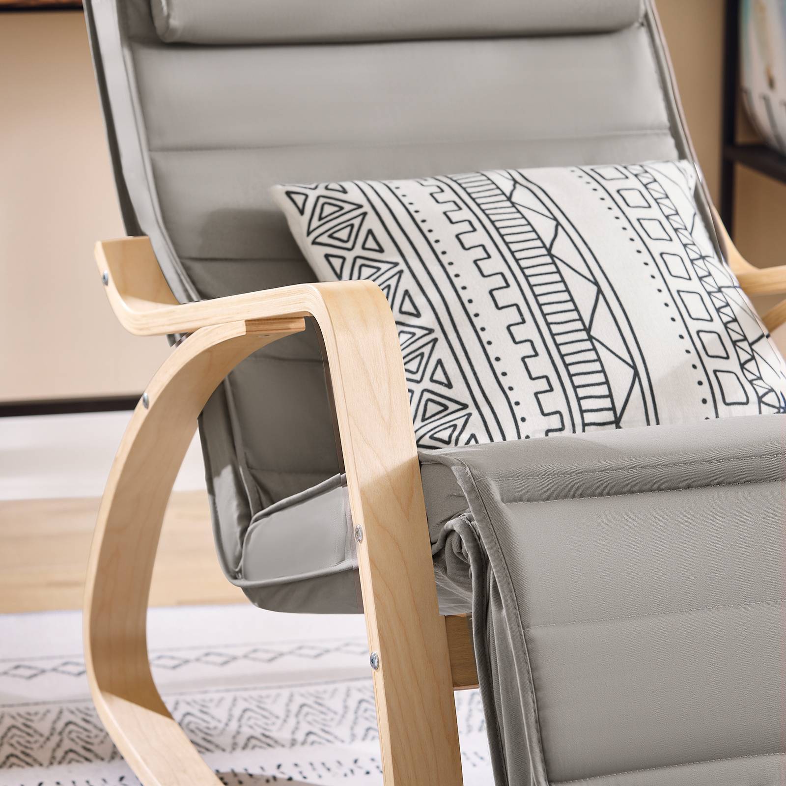 SoBuy Fauteuil à Bascule Relax avec Repose-Pieds et Appui-Tête Réglables, Gris, Modèle FST16-DG - Image 7