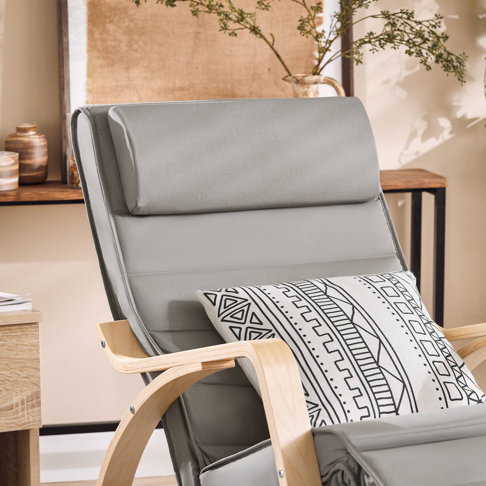 SoBuy Fauteuil à Bascule Relax avec Repose-Pieds et Appui-Tête Réglables, Gris, Modèle FST16-DG - Image 4