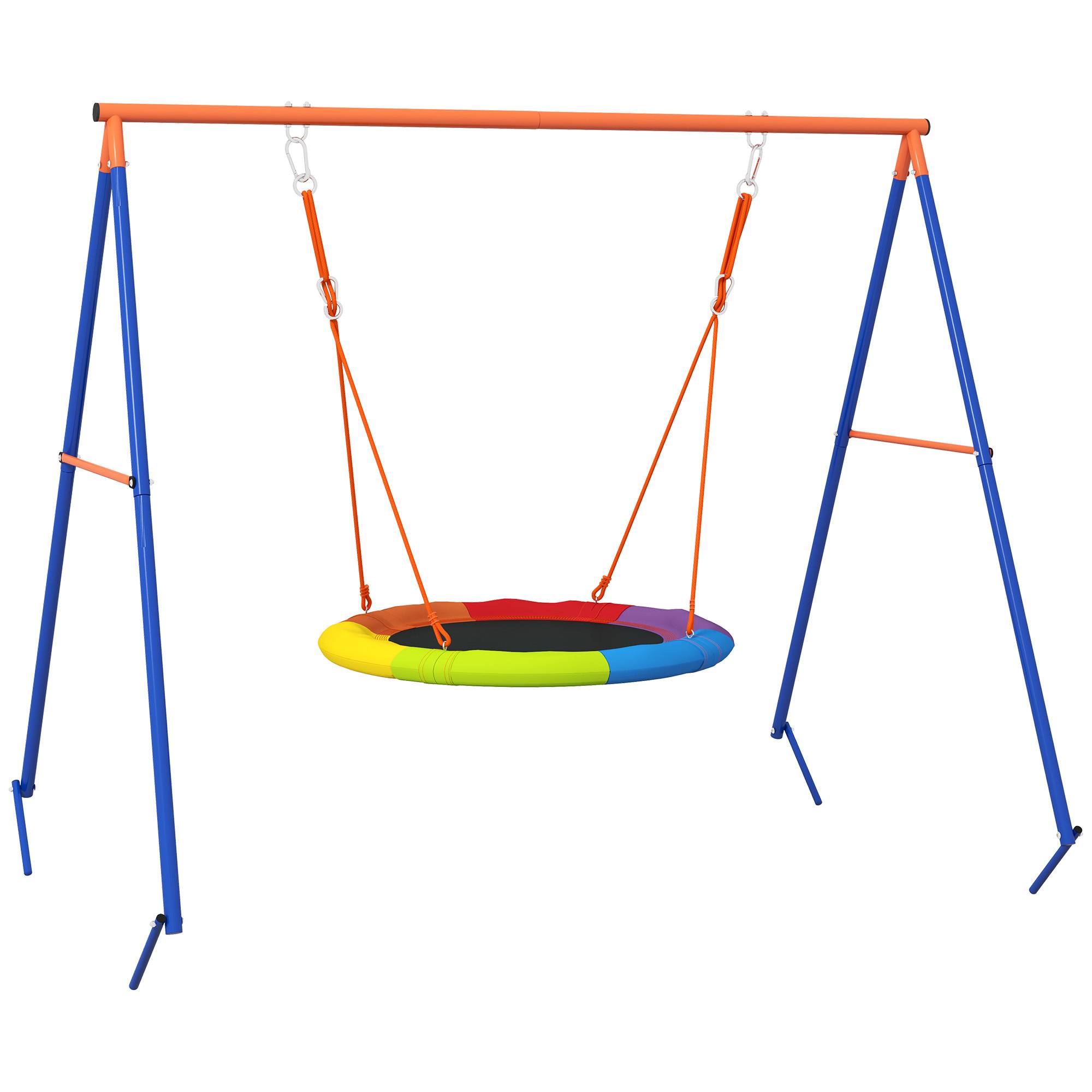 Balançoire nid jardin pour 1 à 2 enfants, métal renforcé, 196×172×180 cm, multicolore, structure robuste et stable - Image 10